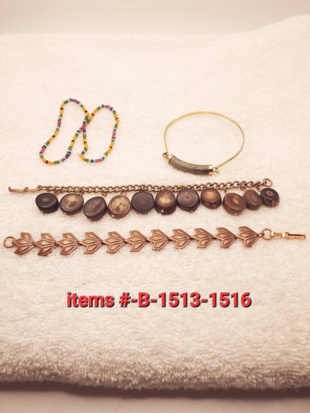 4 Bracelets, items # B- 1513-1516,. wt.  52 grams.